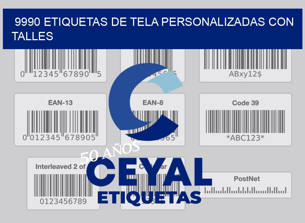 9990 ETIQUETAS DE TELA PERSONALIZADAS CON TALLES