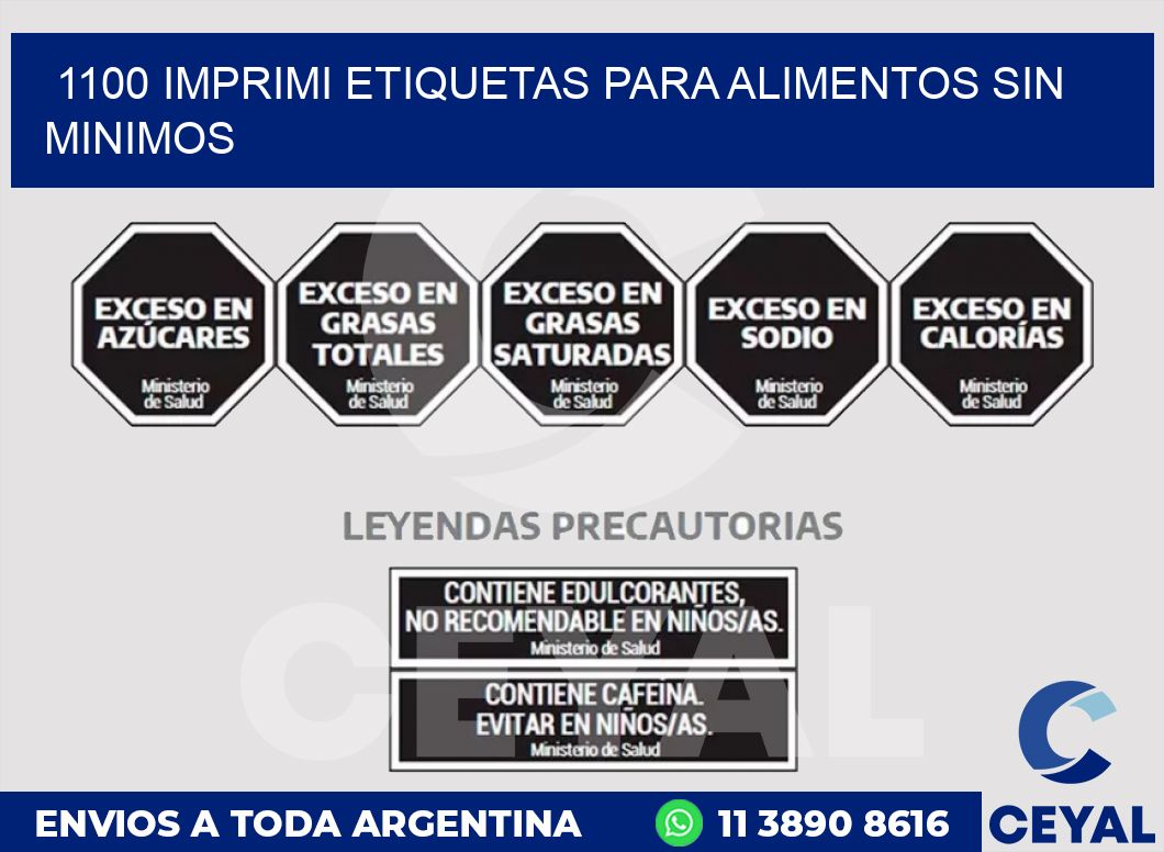 1100 IMPRIMI ETIQUETAS PARA ALIMENTOS SIN MINIMOS