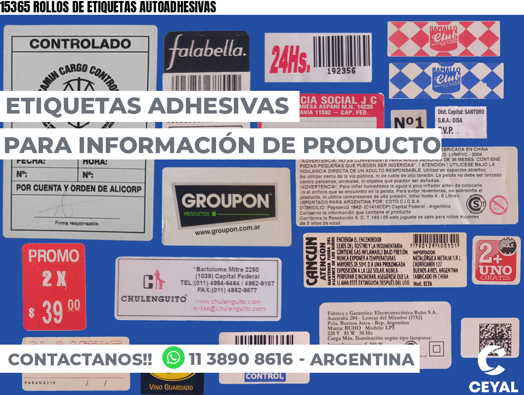 15365 ROLLOS DE ETIQUETAS AUTOADHESIVAS