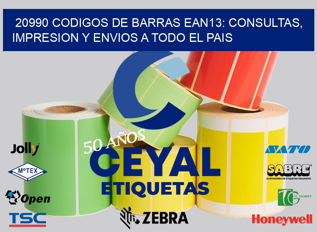 20990 CODIGOS DE BARRAS EAN13: CONSULTAS, IMPRESION Y ENVIOS A TODO EL PAIS