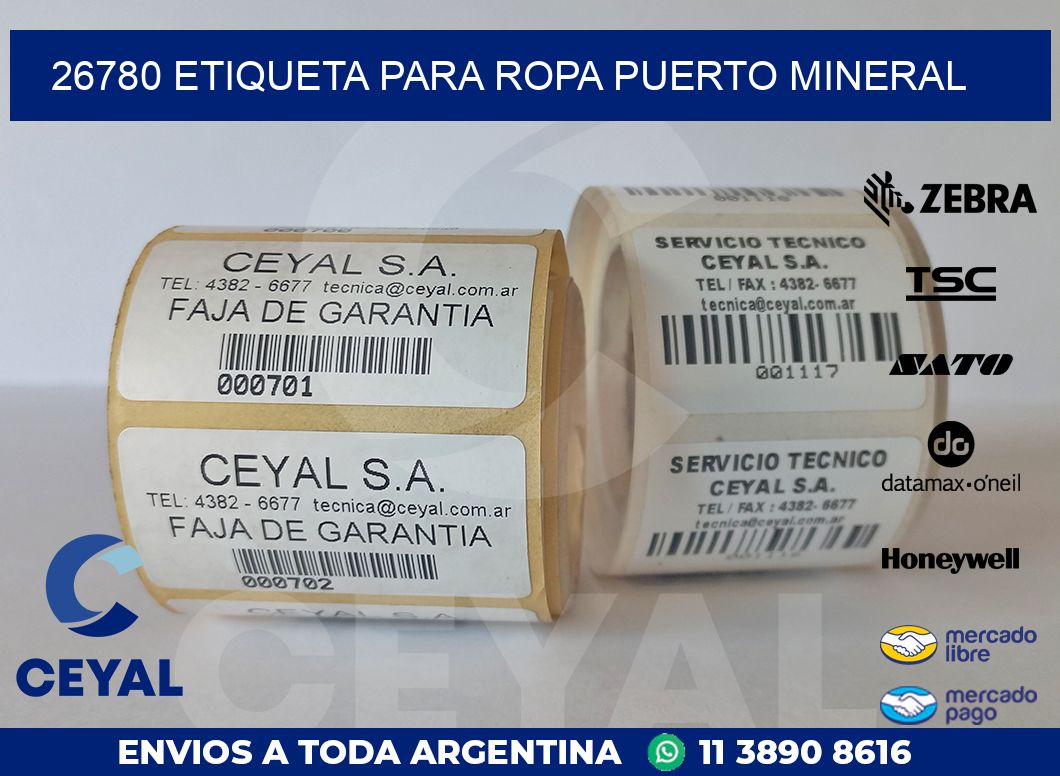 26780 ETIQUETA PARA ROPA PUERTO MINERAL