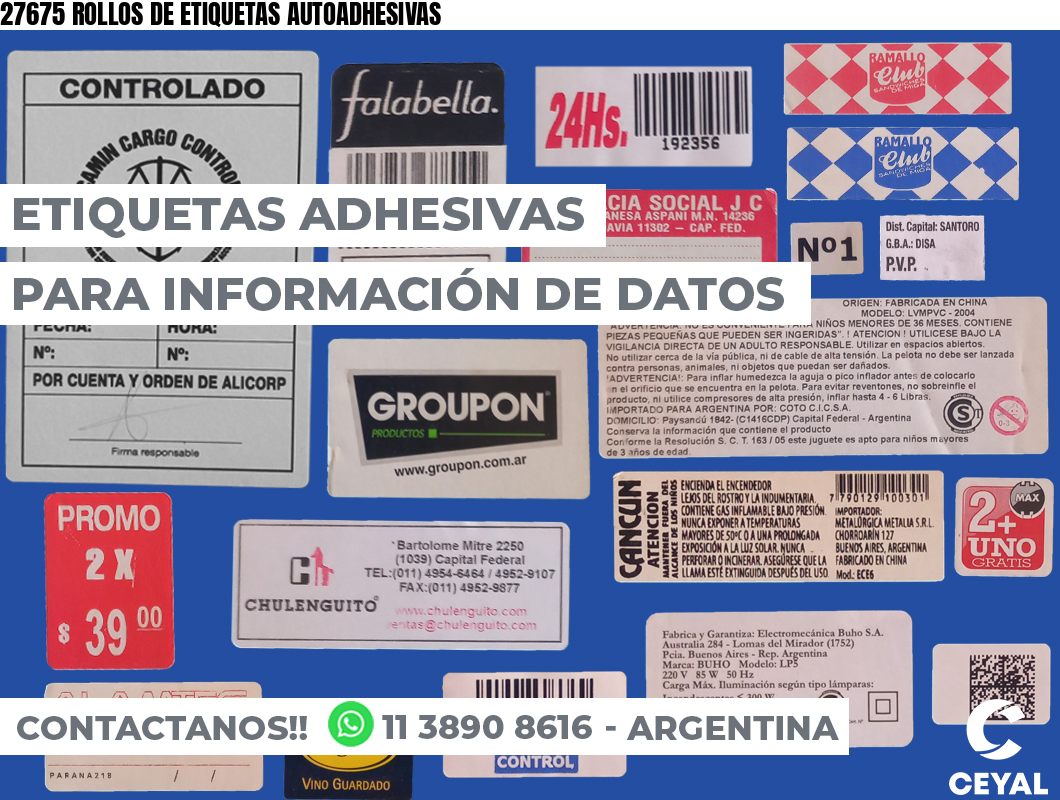 27675 ROLLOS DE ETIQUETAS AUTOADHESIVAS
