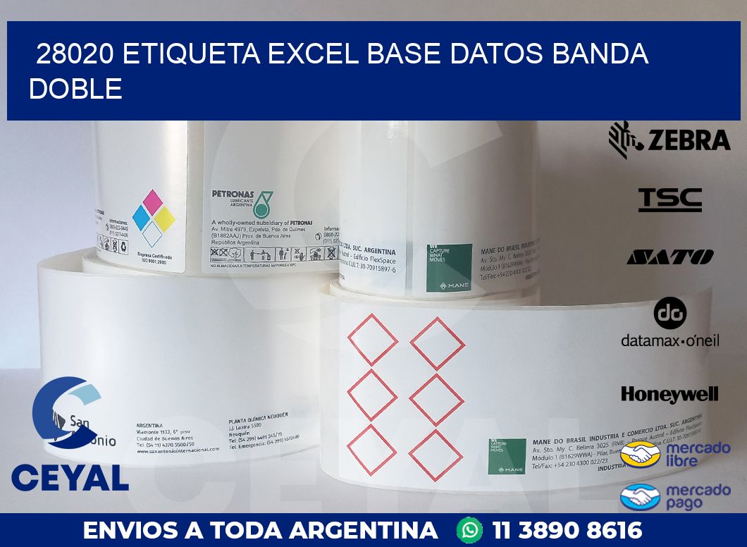 28020 etiqueta excel base datos banda doble