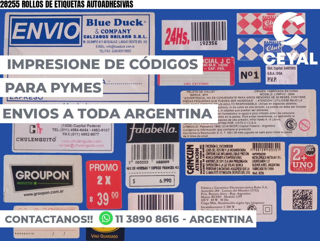 28255 ROLLOS DE ETIQUETAS AUTOADHESIVAS