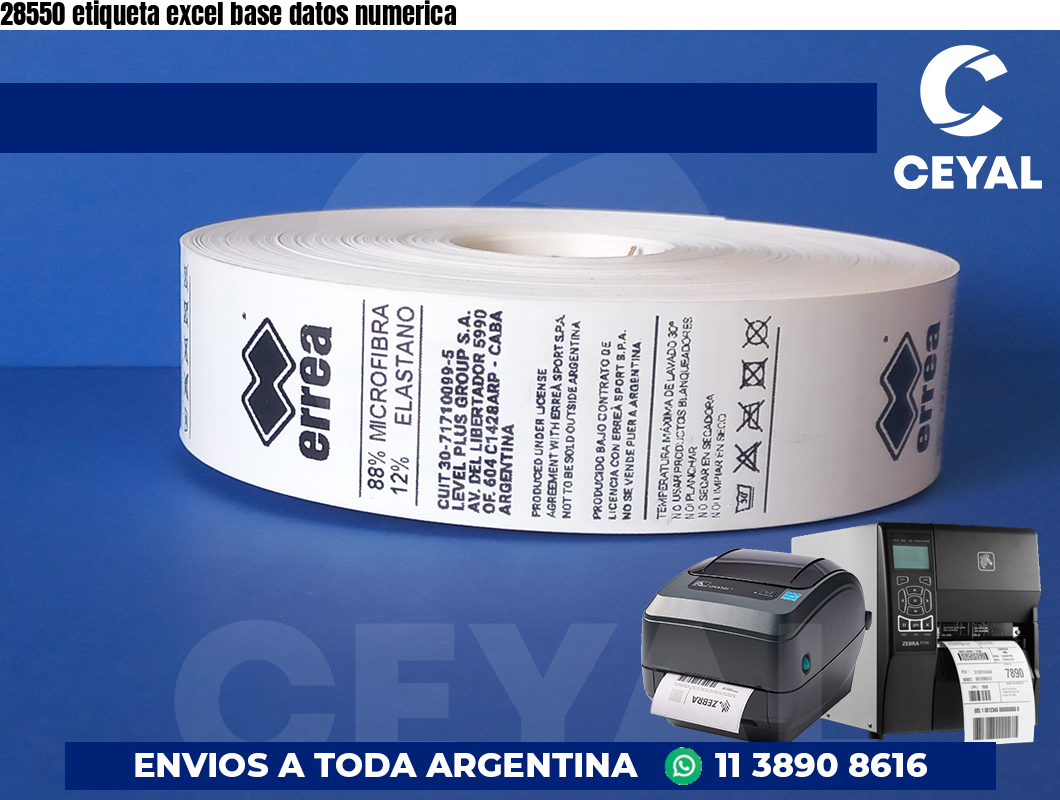 28550 etiqueta excel base datos numerica