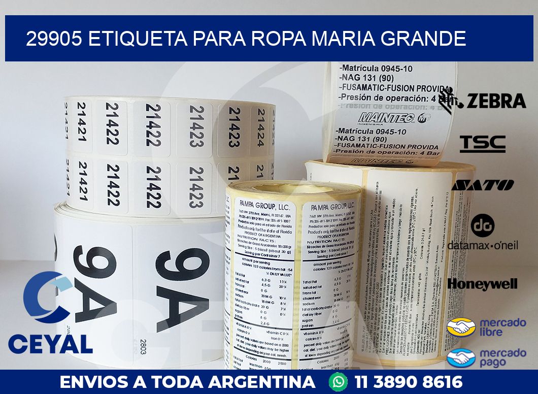 29905 ETIQUETA PARA ROPA MARIA GRANDE