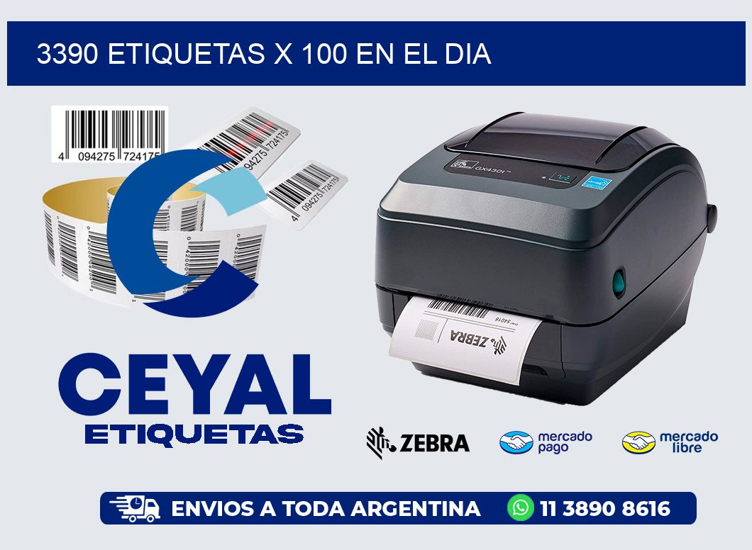 3390 ETIQUETAS X 100 EN EL DIA