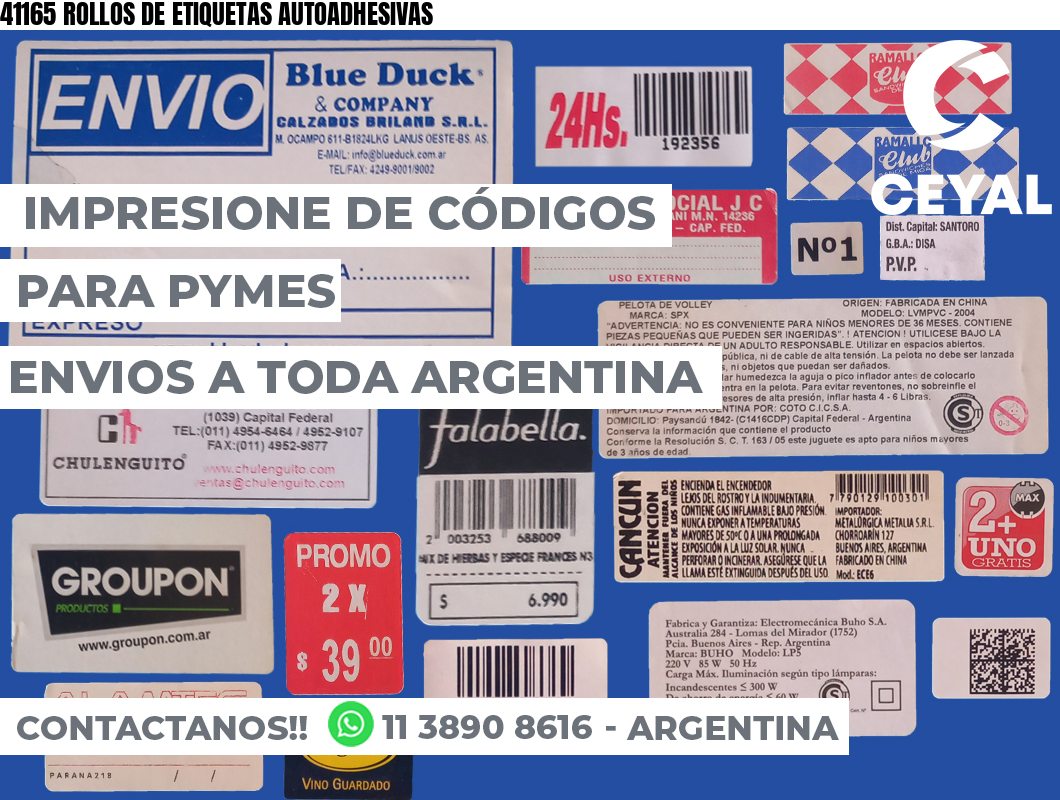41165 ROLLOS DE ETIQUETAS AUTOADHESIVAS