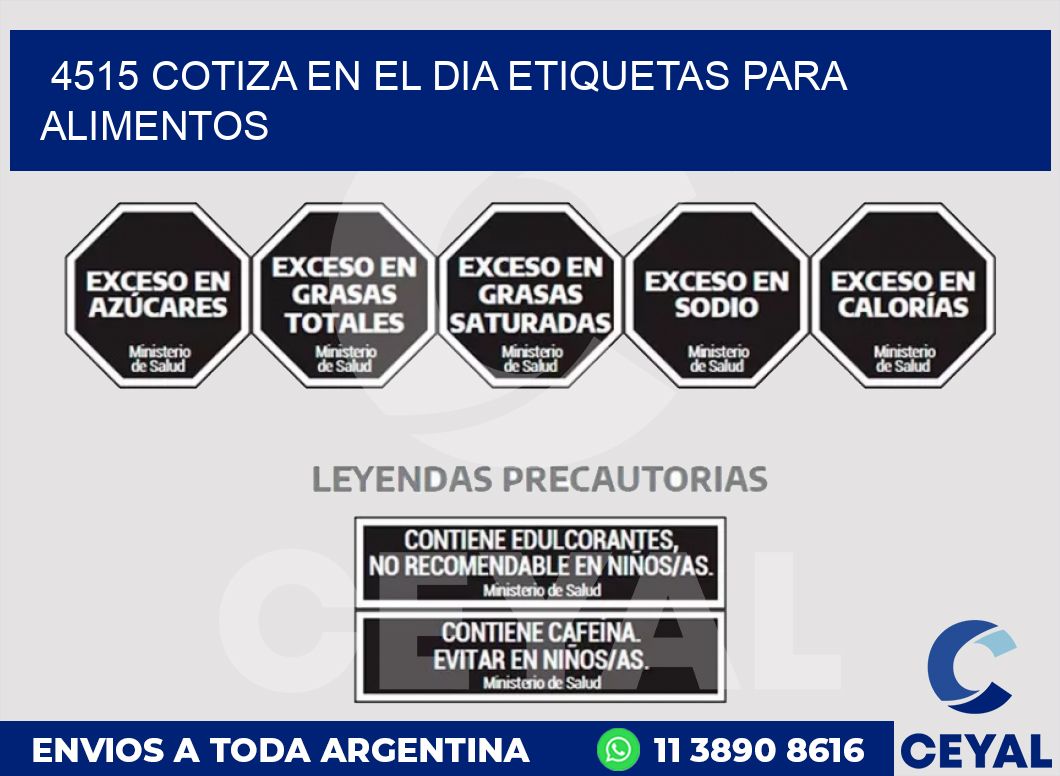 4515 COTIZA EN EL DIA ETIQUETAS PARA ALIMENTOS