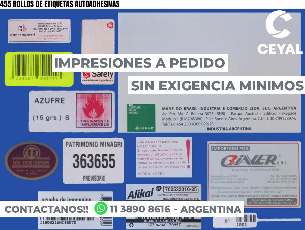 455 ROLLOS DE ETIQUETAS AUTOADHESIVAS