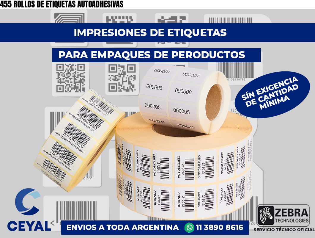 455 ROLLOS DE ETIQUETAS AUTOADHESIVAS