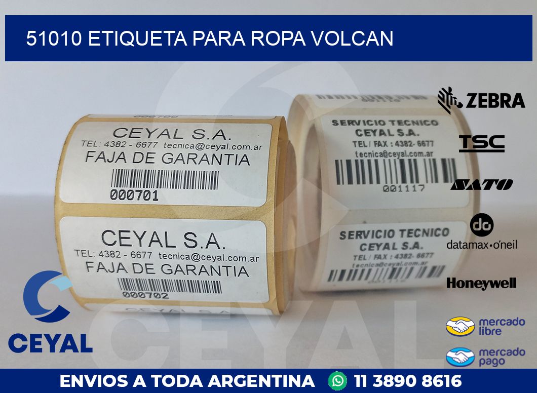 51010 ETIQUETA PARA ROPA VOLCAN
