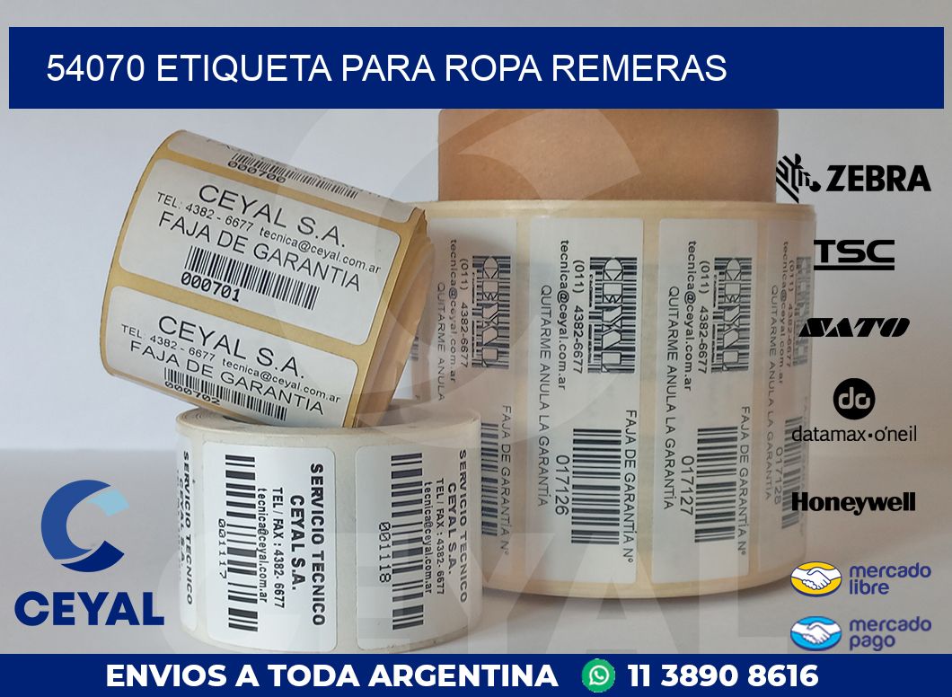 54070 ETIQUETA PARA ROPA REMERAS