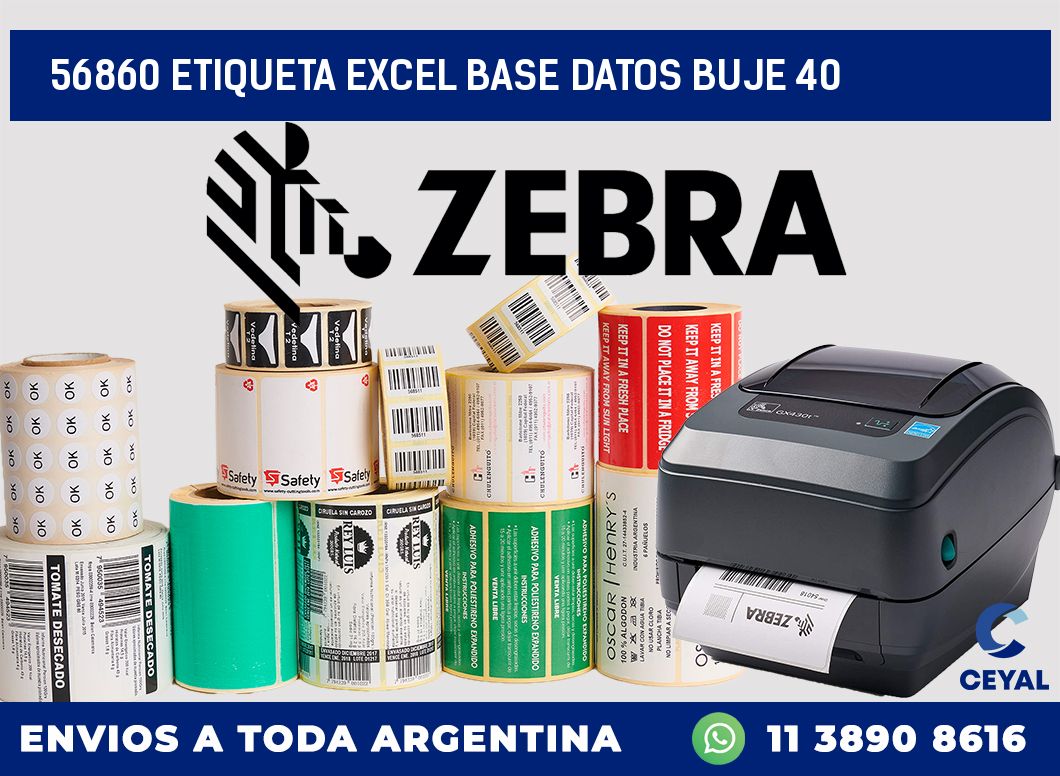 56860 etiqueta excel base datos buje 40