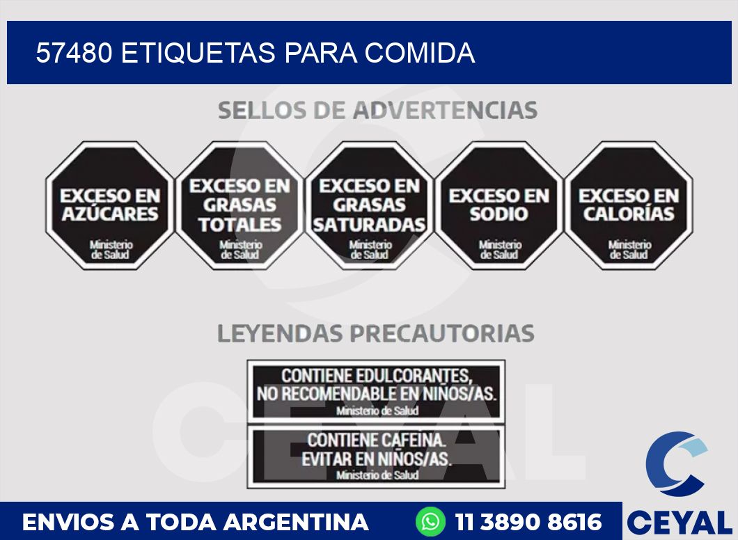 57480 ETIQUETAS PARA COMIDA