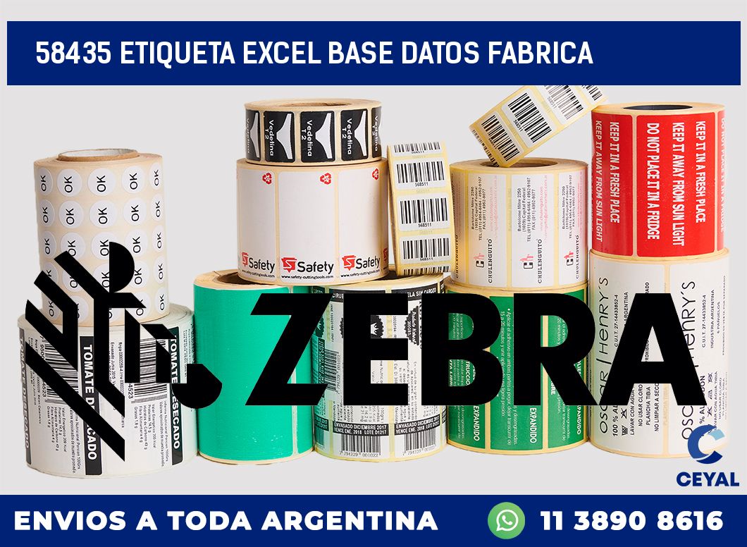 58435 etiqueta excel base datos fabrica