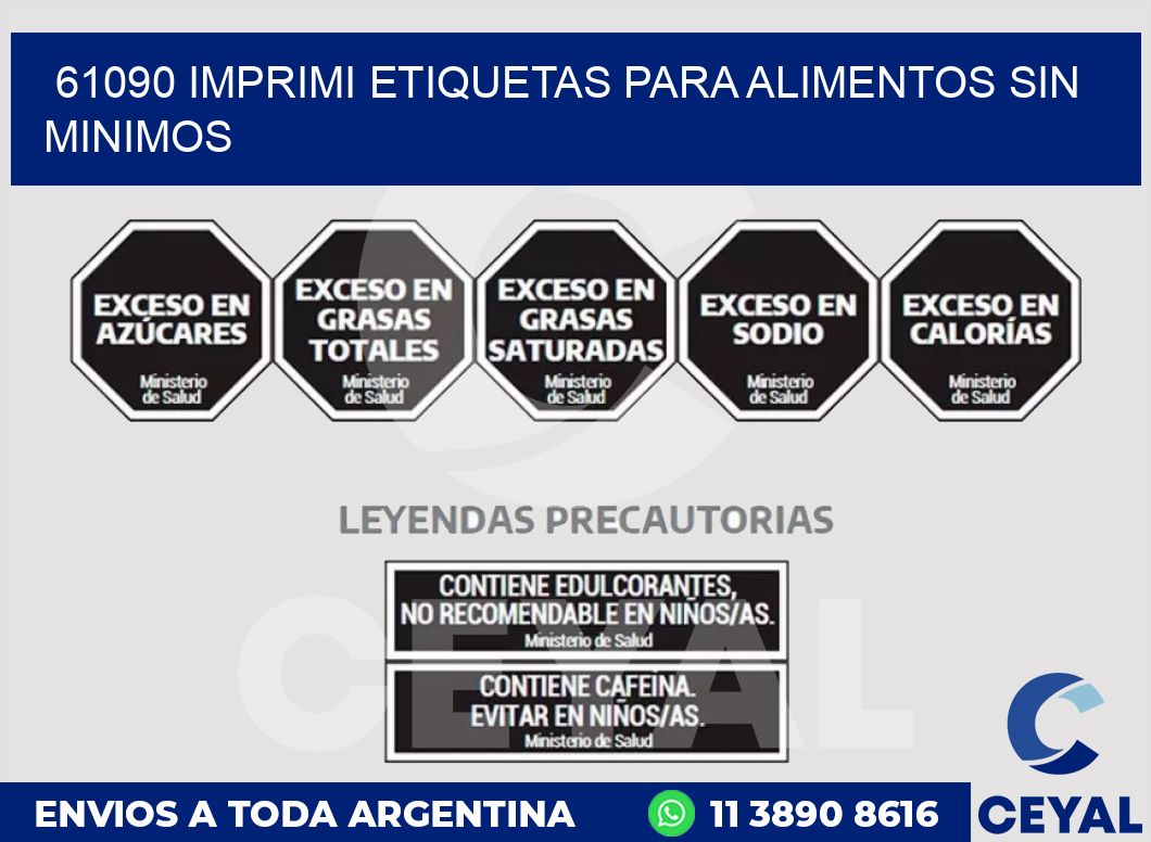 61090 IMPRIMI ETIQUETAS PARA ALIMENTOS SIN MINIMOS