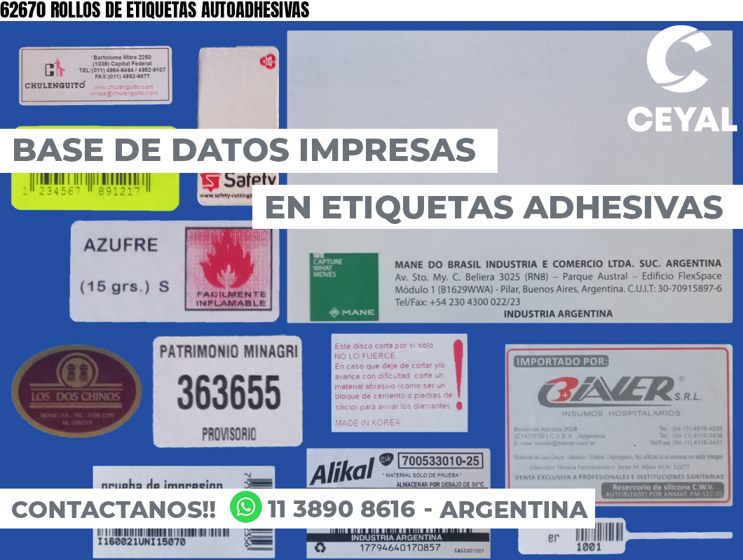 62670 ROLLOS DE ETIQUETAS AUTOADHESIVAS