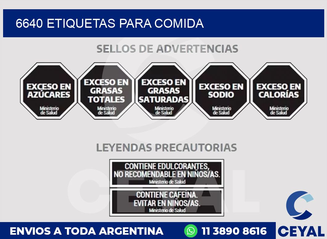 6640 ETIQUETAS PARA COMIDA