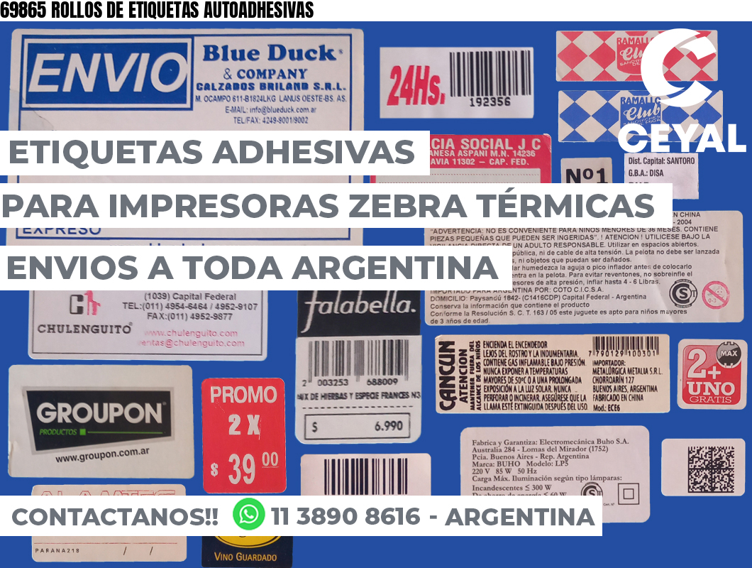 69865 ROLLOS DE ETIQUETAS AUTOADHESIVAS