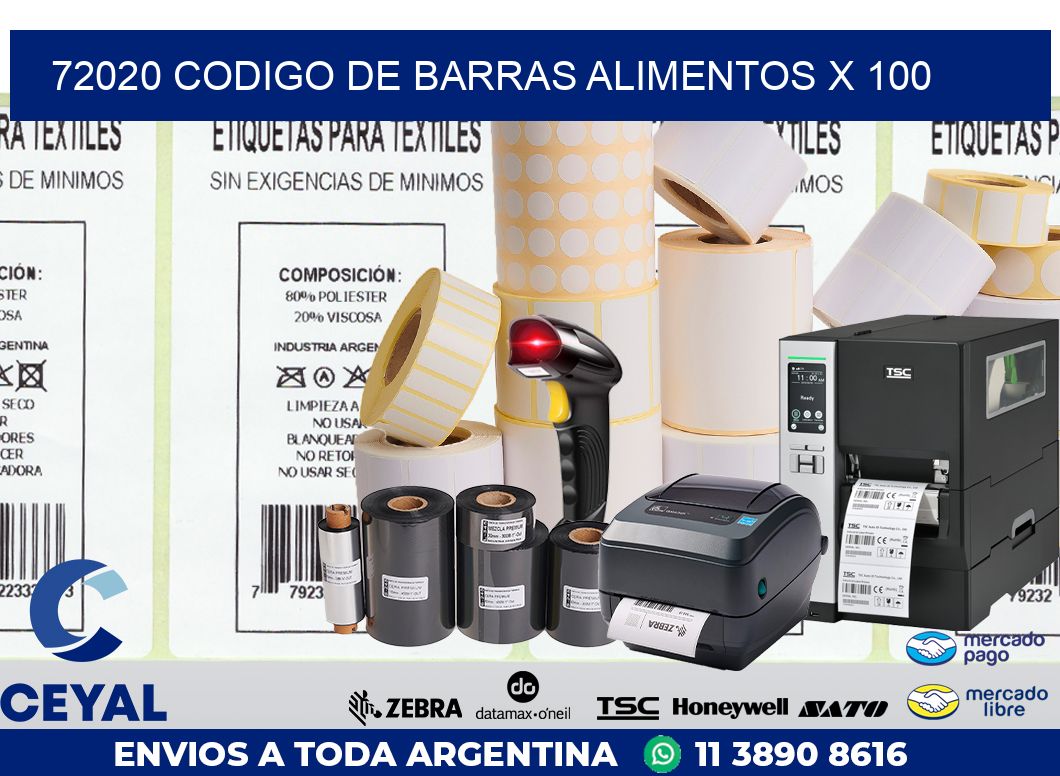 72020 CODIGO DE BARRAS ALIMENTOS x 100