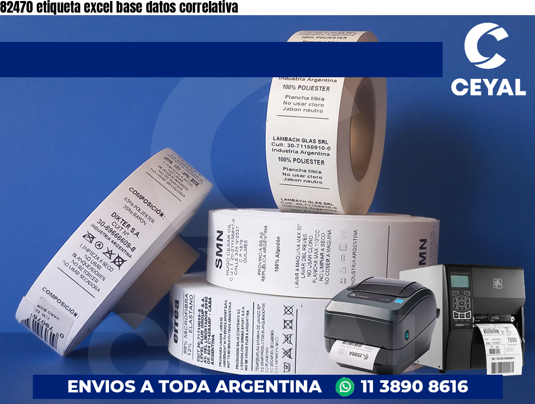 82470 etiqueta excel base datos correlativa