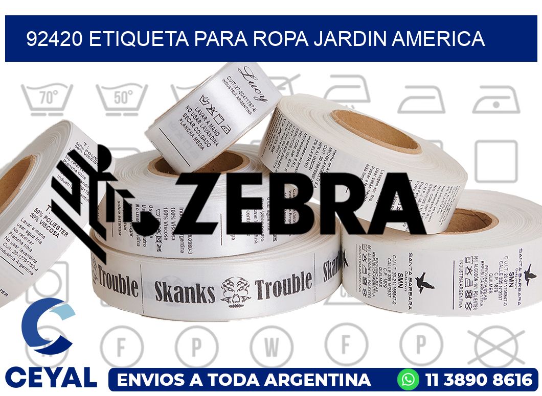 92420 ETIQUETA PARA ROPA JARDIN AMERICA