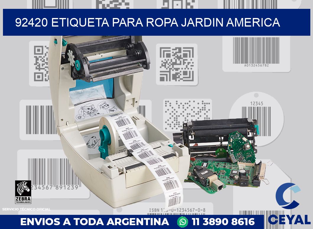 92420 ETIQUETA PARA ROPA JARDIN AMERICA