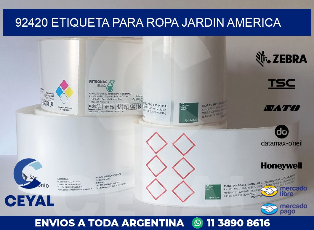 92420 ETIQUETA PARA ROPA JARDIN AMERICA