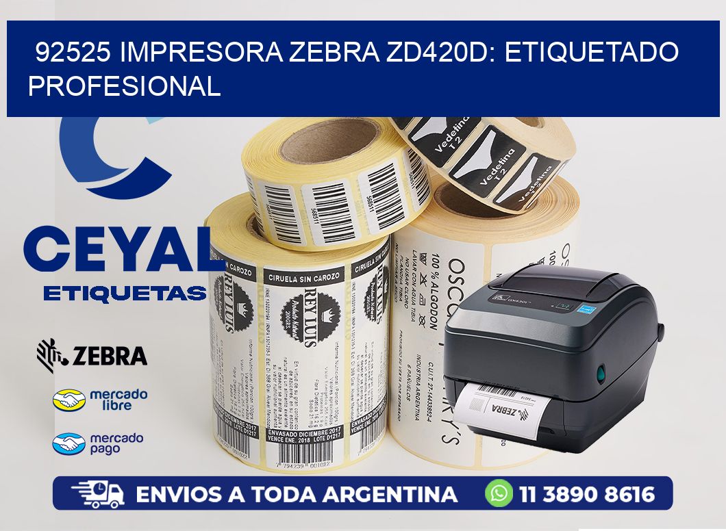 92525 Impresora Zebra ZD420D: Etiquetado Profesional