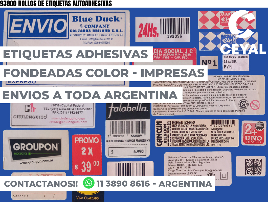 93800 ROLLOS DE ETIQUETAS AUTOADHESIVAS