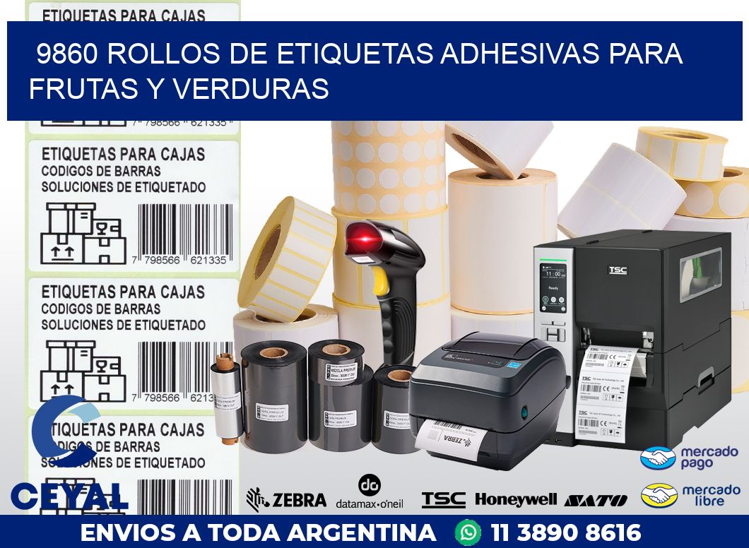 9860 ROLLOS DE ETIQUETAS ADHESIVAS PARA FRUTAS Y VERDURAS