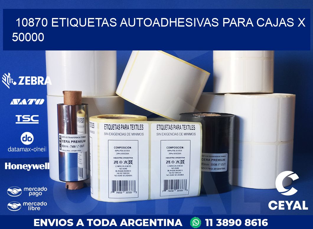 10870 ETIQUETAS AUTOADHESIVAS PARA CAJAS X 50000