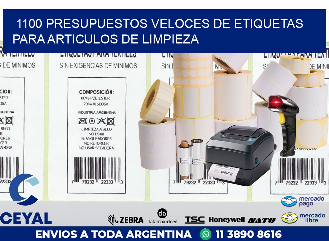 1100 PRESUPUESTOS VELOCES DE ETIQUETAS PARA ARTICULOS DE LIMPIEZA
