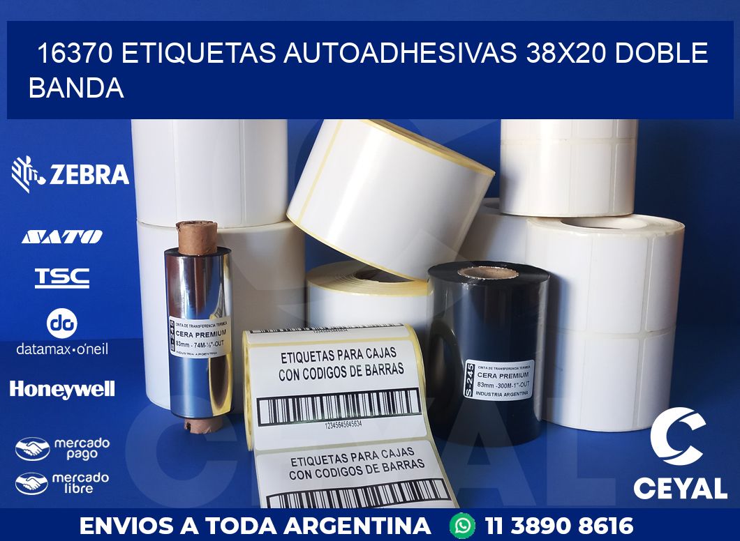 16370 ETIQUETAS AUTOADHESIVAS 38X20 DOBLE BANDA