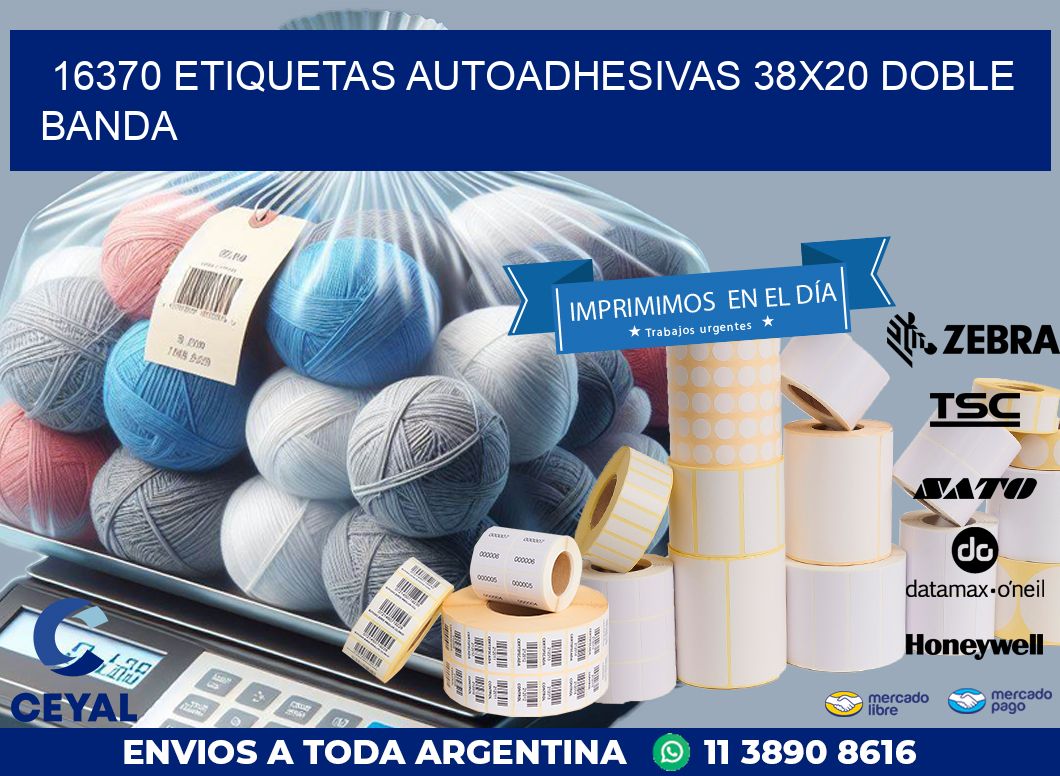 16370 ETIQUETAS AUTOADHESIVAS 38X20 DOBLE BANDA