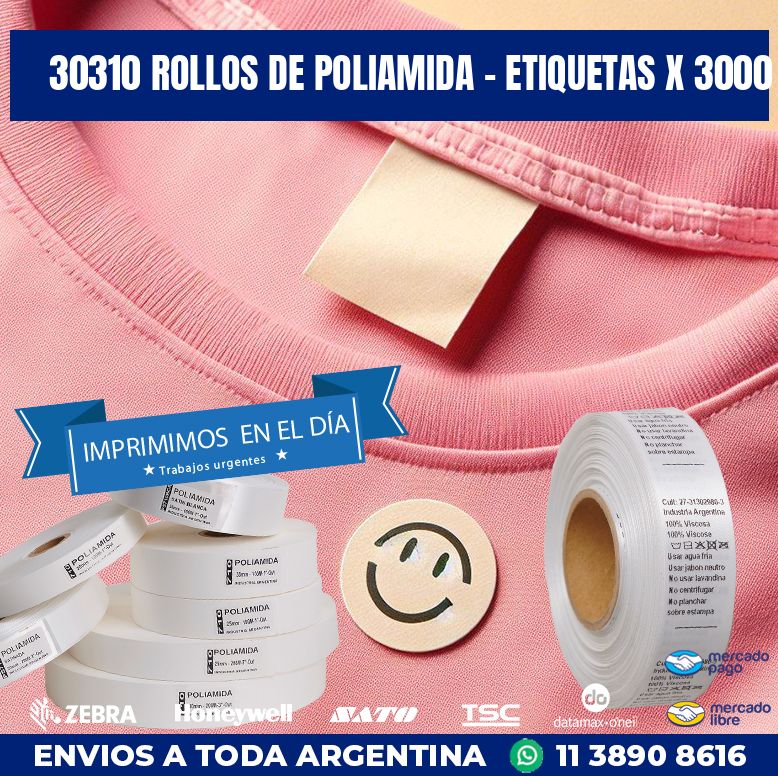 30310 ROLLOS DE POLIAMIDA – ETIQUETAS X 3000