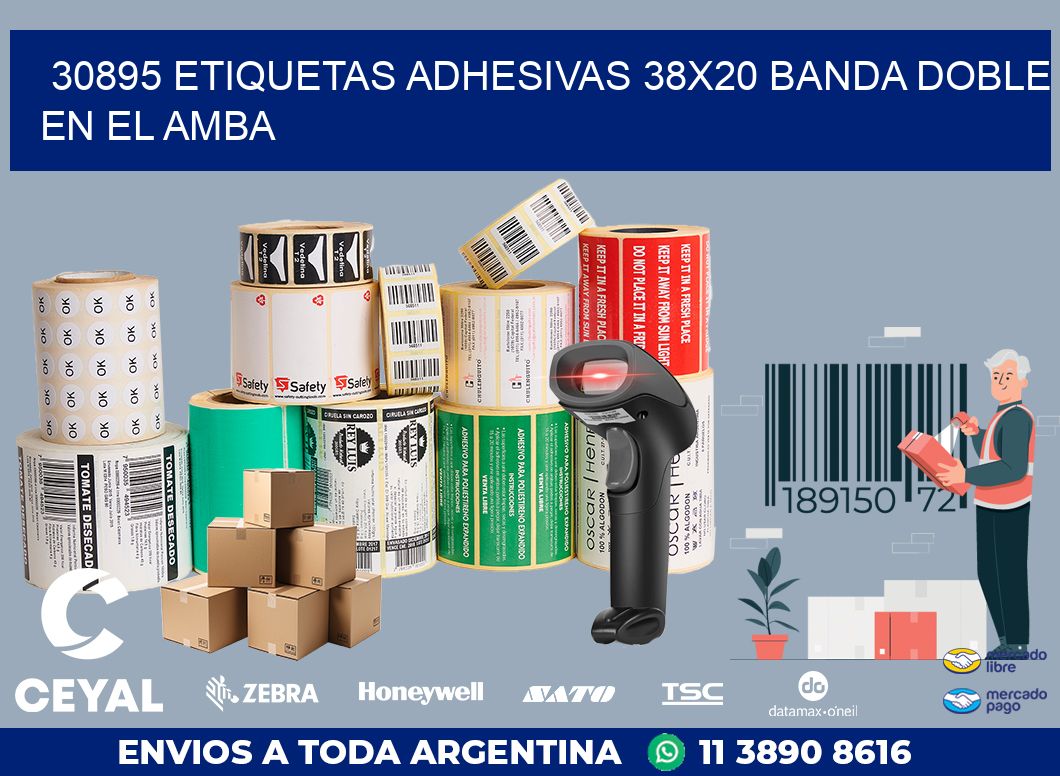 30895 ETIQUETAS ADHESIVAS 38X20 BANDA DOBLE EN EL AMBA