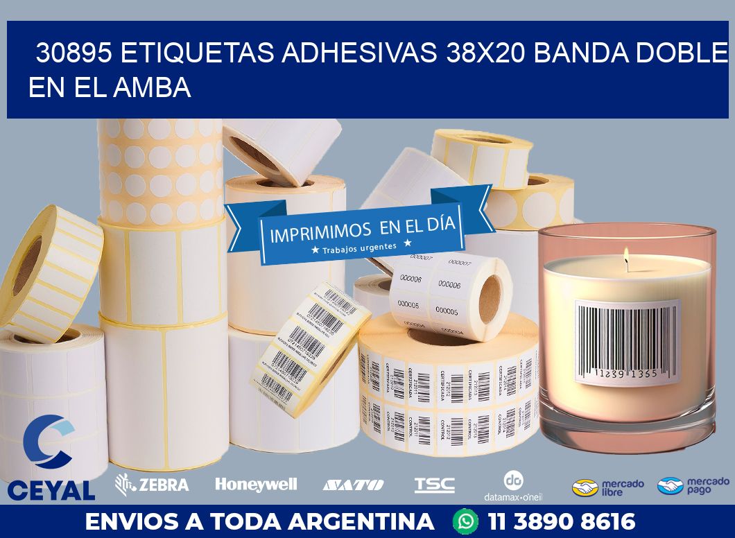 30895 ETIQUETAS ADHESIVAS 38X20 BANDA DOBLE EN EL AMBA