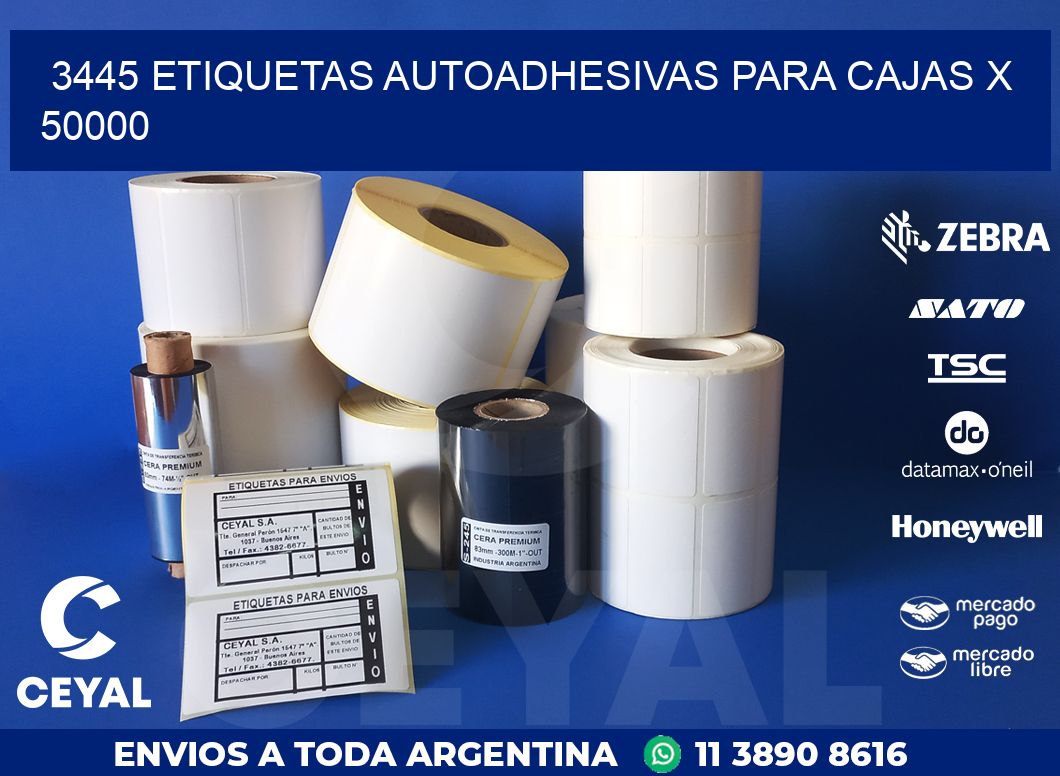 3445 ETIQUETAS AUTOADHESIVAS PARA CAJAS X 50000