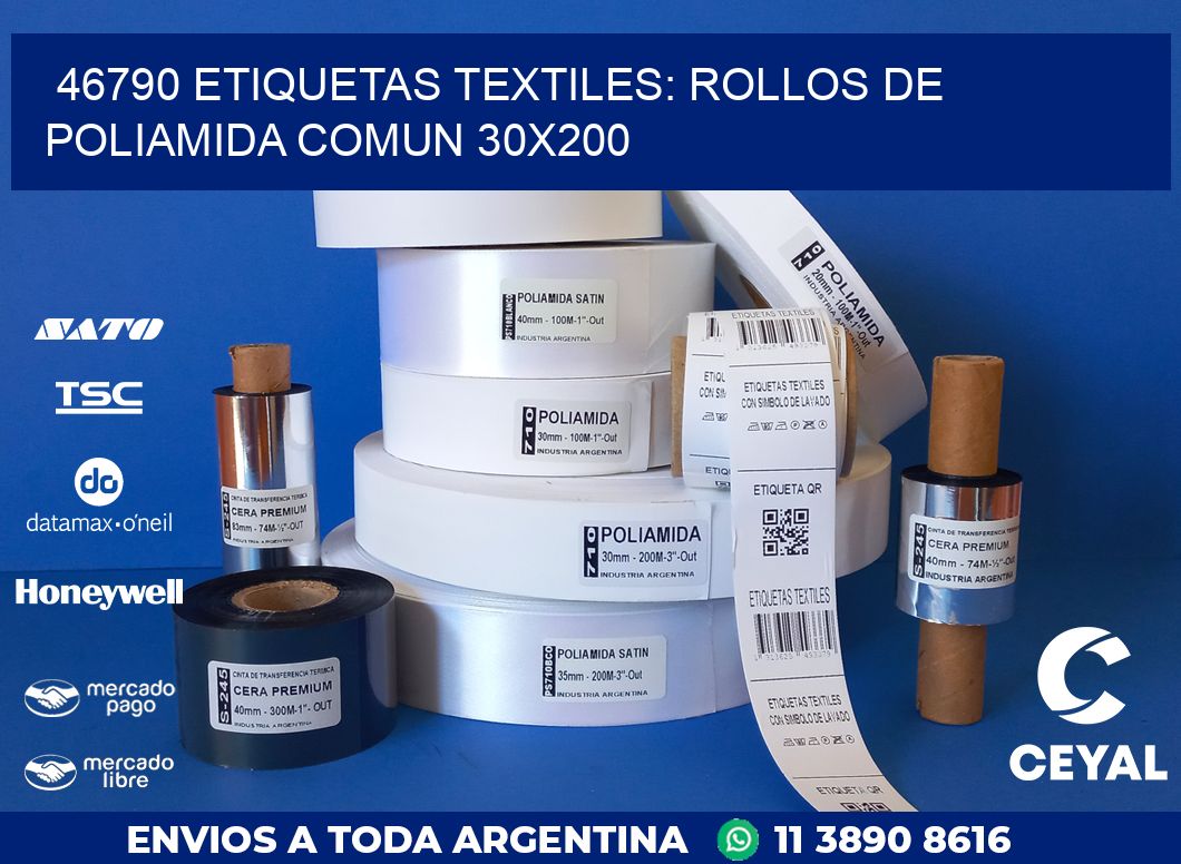 46790 ETIQUETAS TEXTILES: ROLLOS DE POLIAMIDA COMUN 30X200