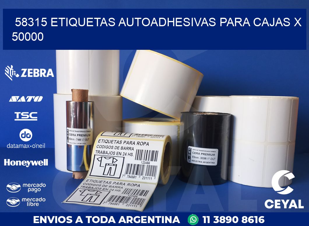 58315 ETIQUETAS AUTOADHESIVAS PARA CAJAS X 50000