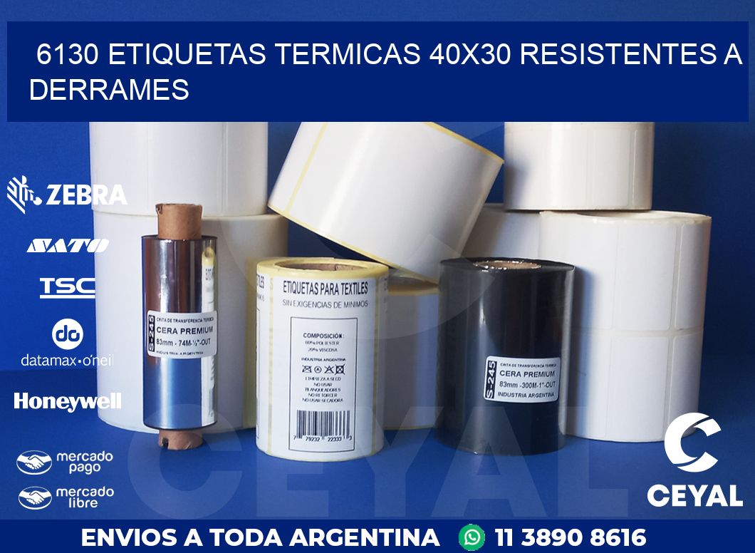 6130 ETIQUETAS TERMICAS 40X30 RESISTENTES A DERRAMES