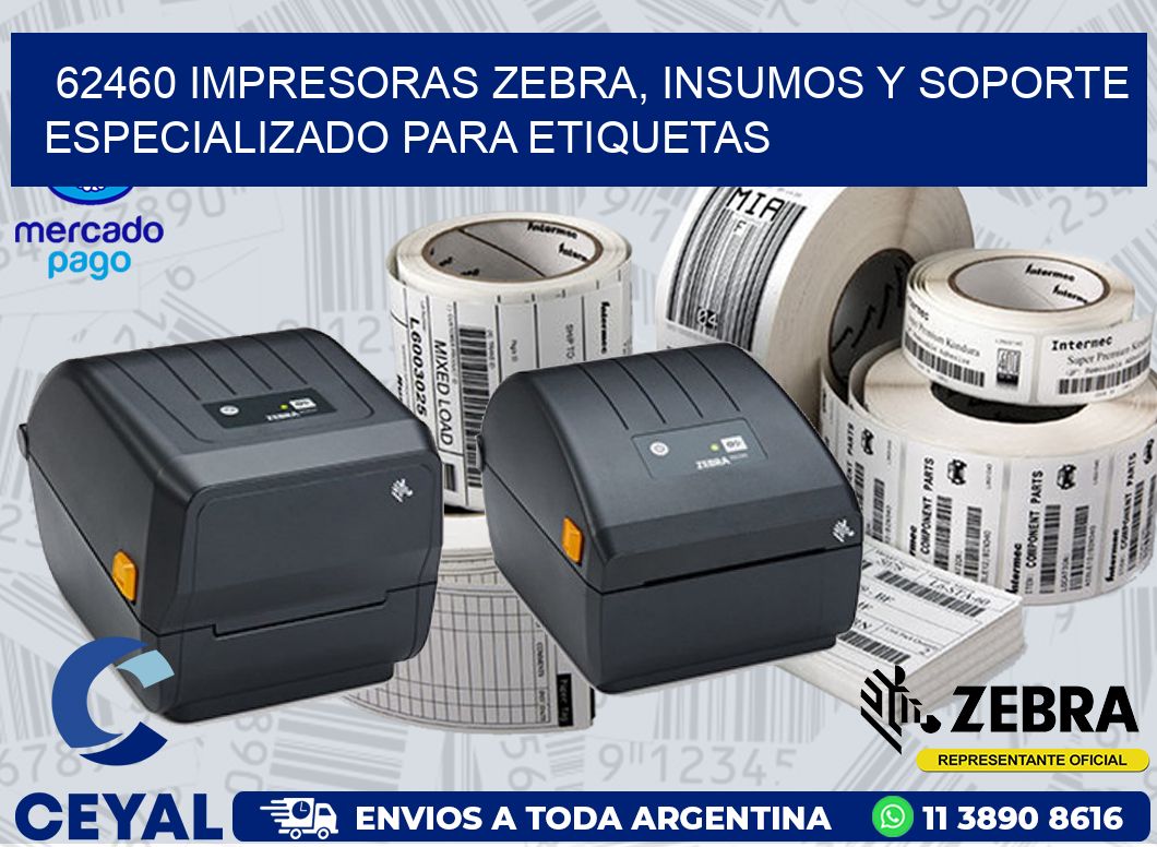 62460 IMPRESORAS ZEBRA, INSUMOS Y SOPORTE ESPECIALIZADO PARA ETIQUETAS