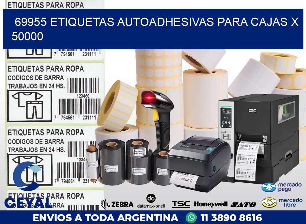 69955 ETIQUETAS AUTOADHESIVAS PARA CAJAS X 50000