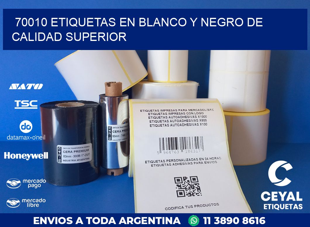 70010 ETIQUETAS EN BLANCO Y NEGRO DE CALIDAD SUPERIOR