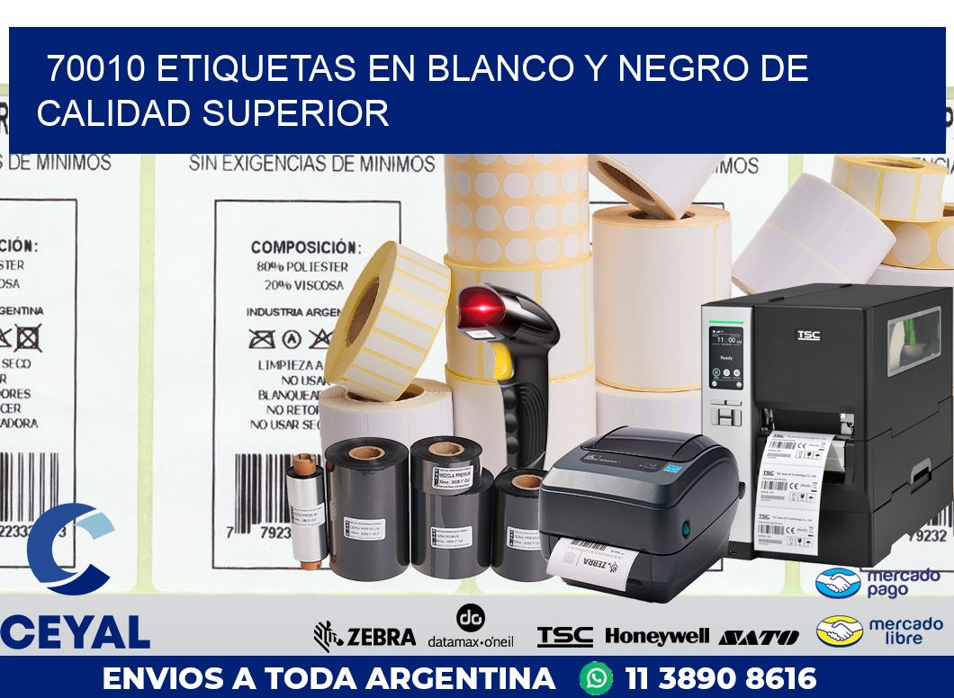 70010 ETIQUETAS EN BLANCO Y NEGRO DE CALIDAD SUPERIOR