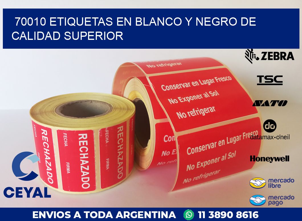 70010 ETIQUETAS EN BLANCO Y NEGRO DE CALIDAD SUPERIOR