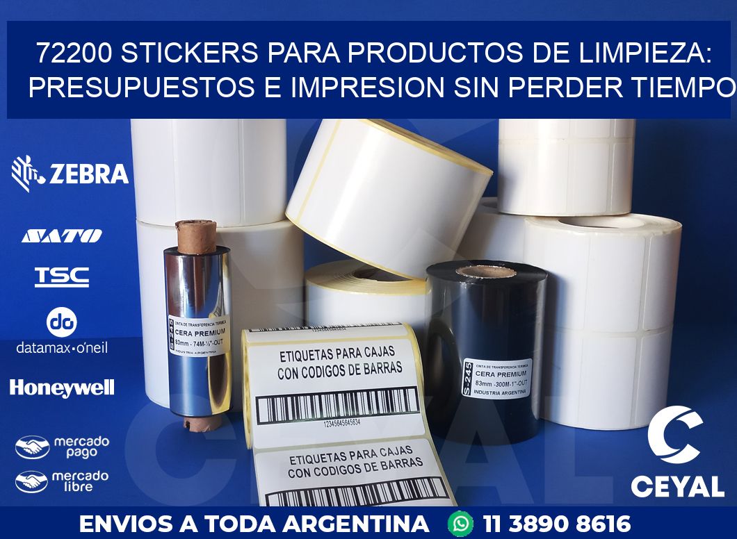 72200 STICKERS PARA PRODUCTOS DE LIMPIEZA: PRESUPUESTOS E IMPRESION SIN PERDER TIEMPO