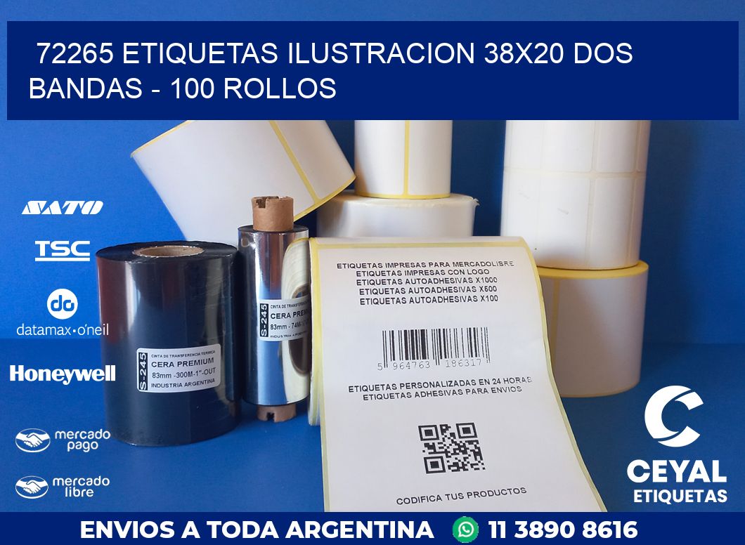 72265 ETIQUETAS ILUSTRACION 38X20 DOS BANDAS - 100 ROLLOS